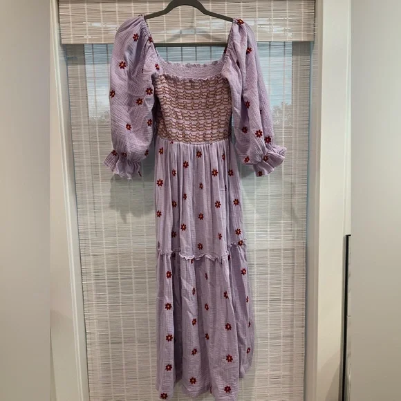 Floral Smocked Maxi Dress - Purple - Picture 2 of 3